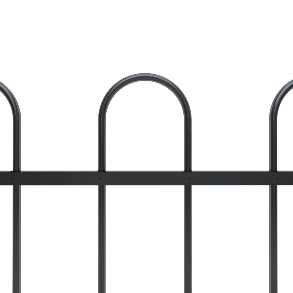 Vidaxl garden fence with round top 15.3x1 m steel black