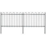 Vidaxl garden fence with round top 3.4x1.2 m steel black