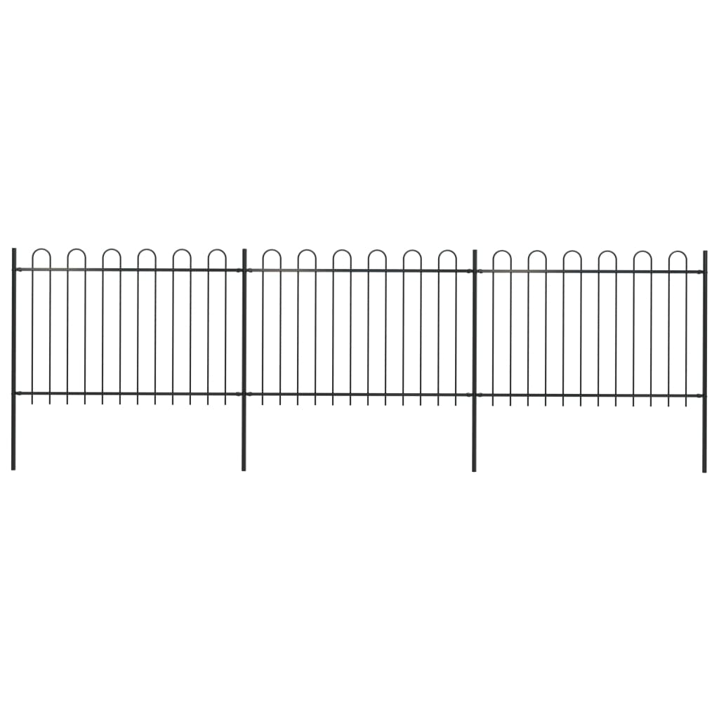 Vidaxl Garden Fence con top rotondo 5,1x1,2 m in acciaio nero