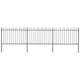 Vidaxl garden fence with round top 5.1x1.2 m steel black