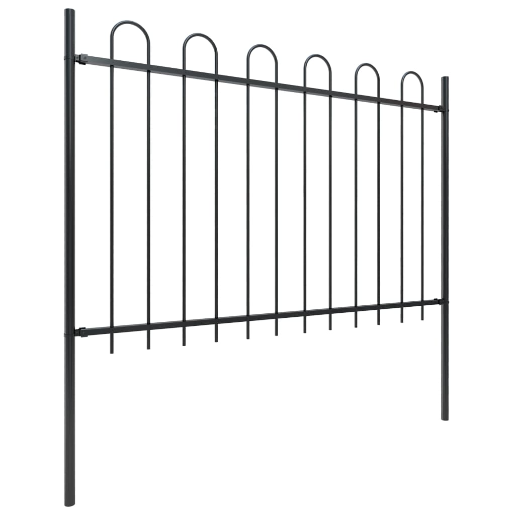 Vidaxl Garden Fence con top redonda 8.5x1.2 m de acero negro