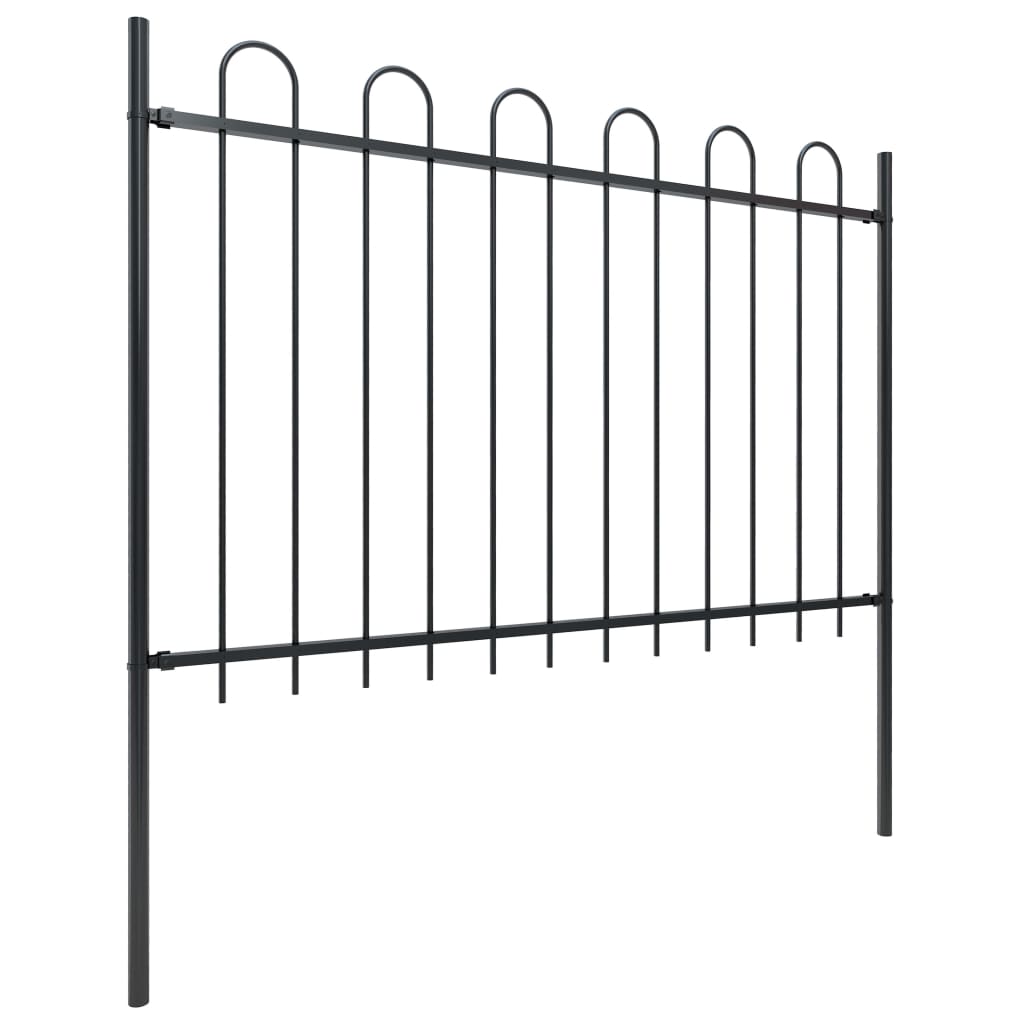 Vidaxl Garden Fence con top redonda 10.2x1.2 m de acero negro