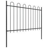 Vidaxl garden fence with round top 13.6x1.2 m steel black