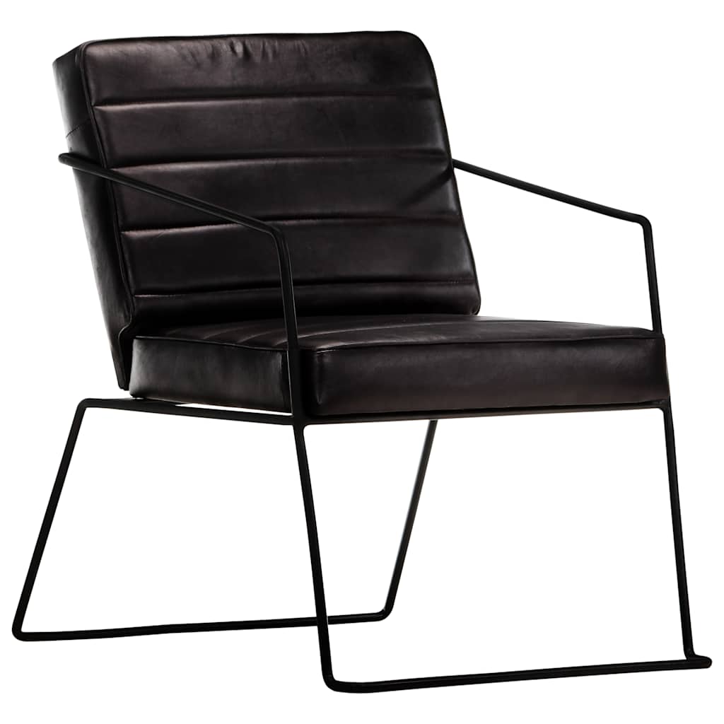 Vidaxl fauteuil echt leer zwart