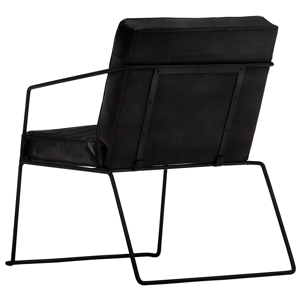Vidaxl fauteuil echt leer zwart