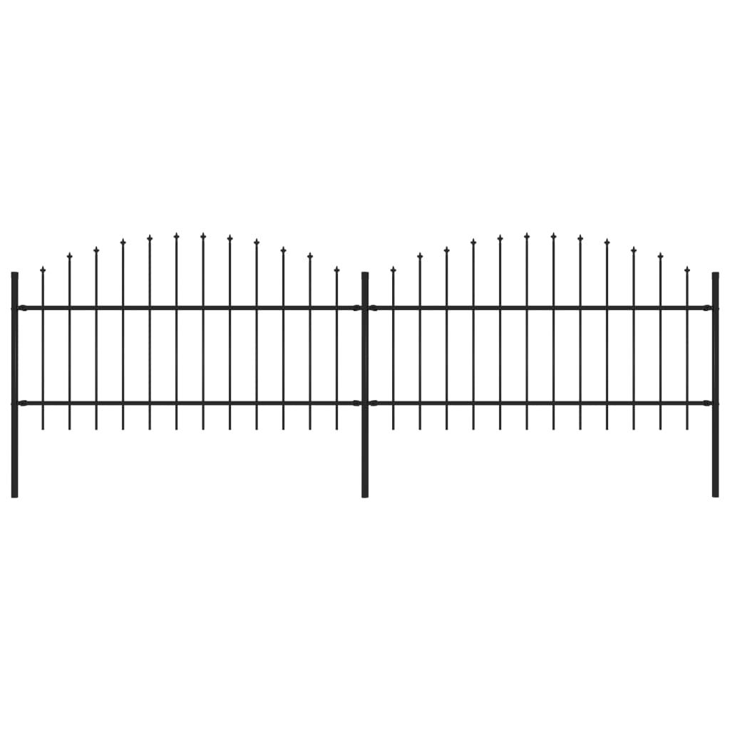 Vidaxl Havehegn med spyd top (1-1,25) x3,4 m stål sort