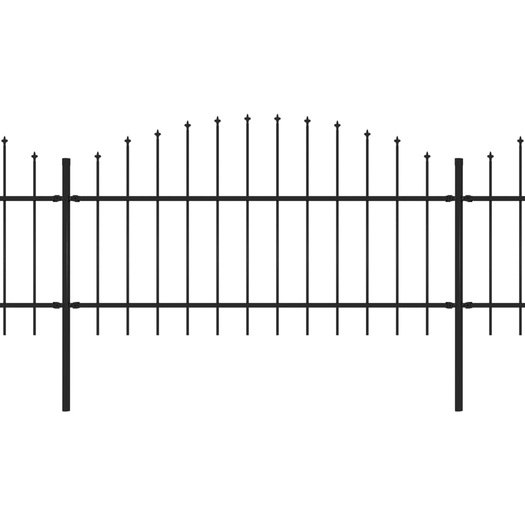 VidaXL Tuinhek met speren bovenkant (1-1,25)x3,4 m staal zwart