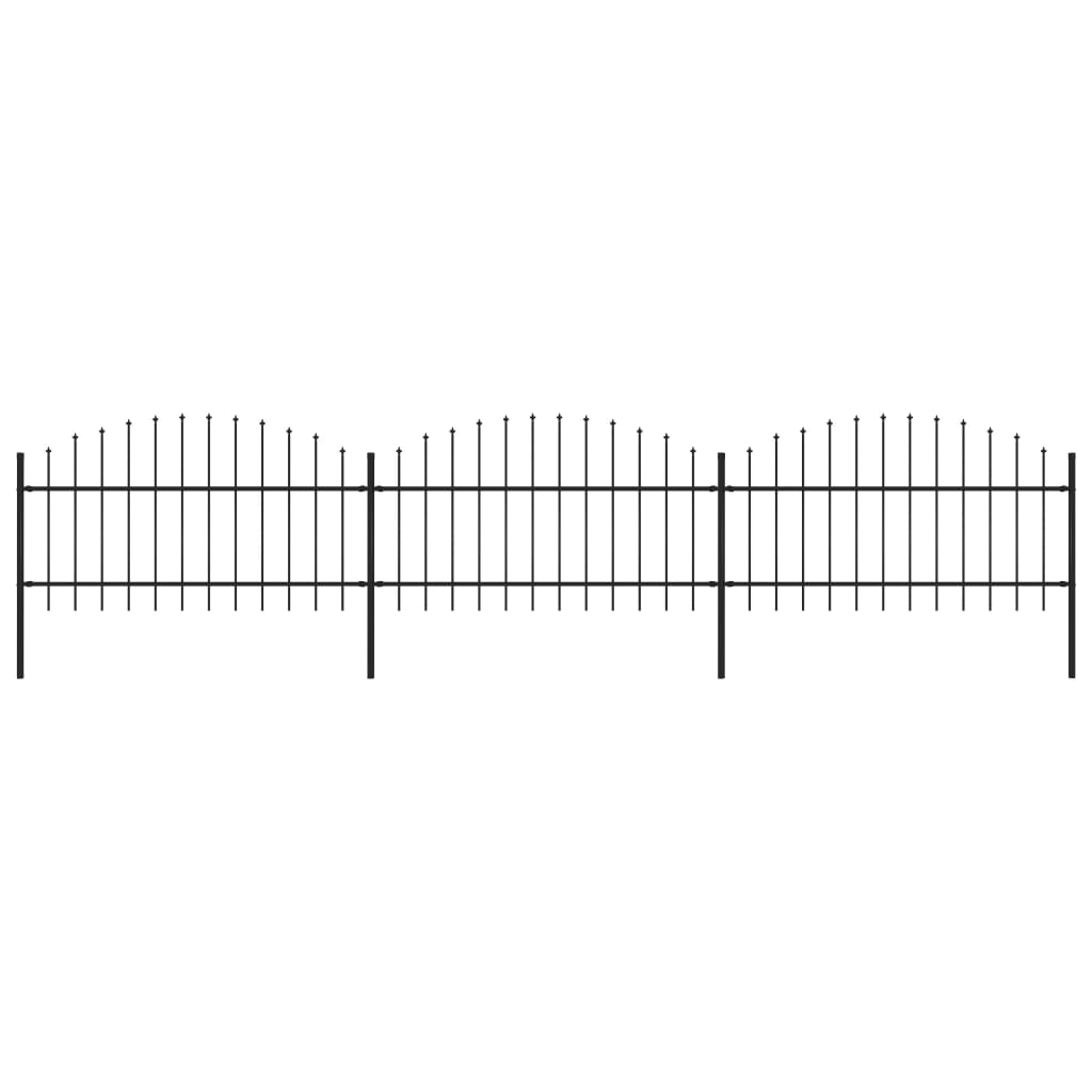 Vidaxl Garden Staket med Spears Top (1-1,25) x5,1 m stålsvart