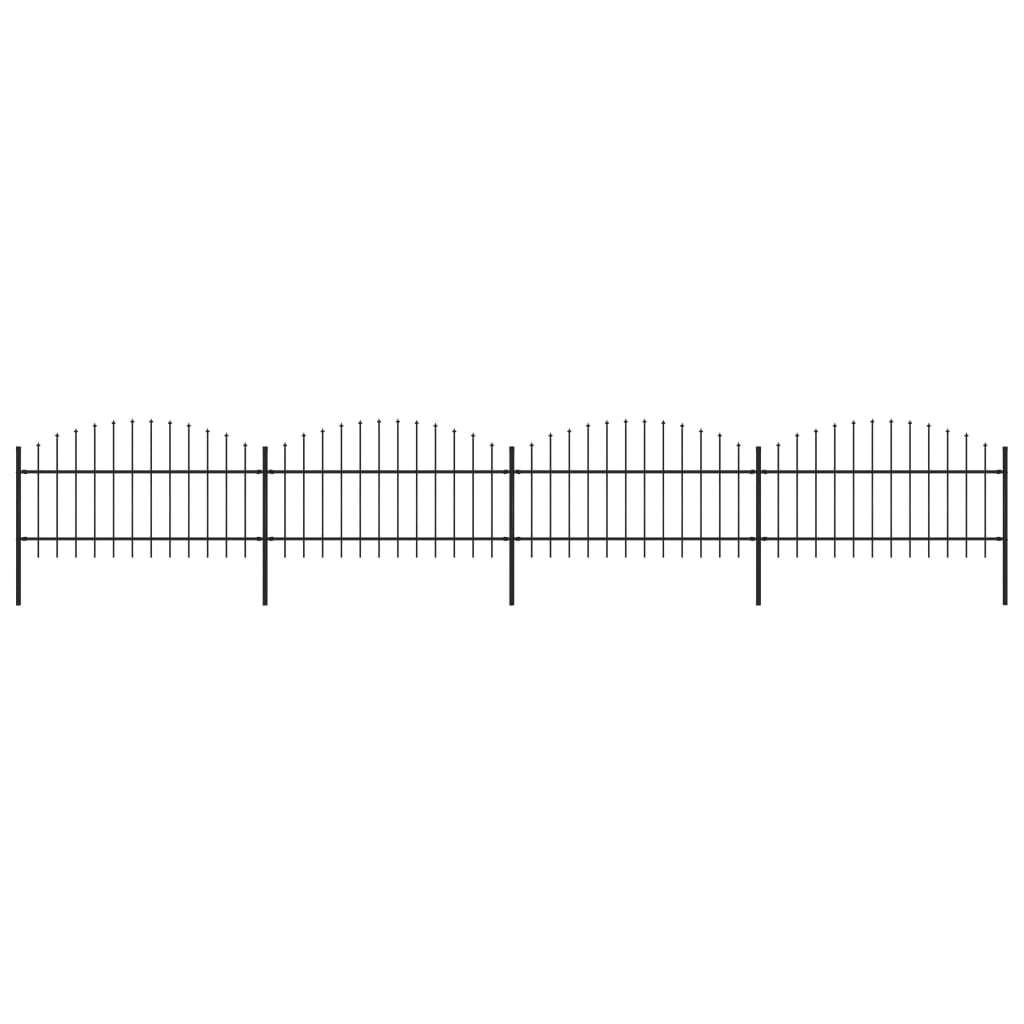 Vidaxl garden fence with spears top (1-1.25) x6.8 m steel black