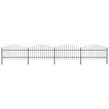 Vidaxl garden fence with spears top (1-1.25) x6.8 m steel black