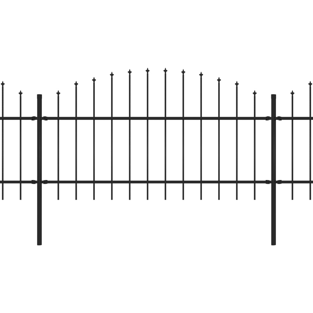 Vidaxl Havehegn med spyd top (1-1,25) x6,8 m stål sort