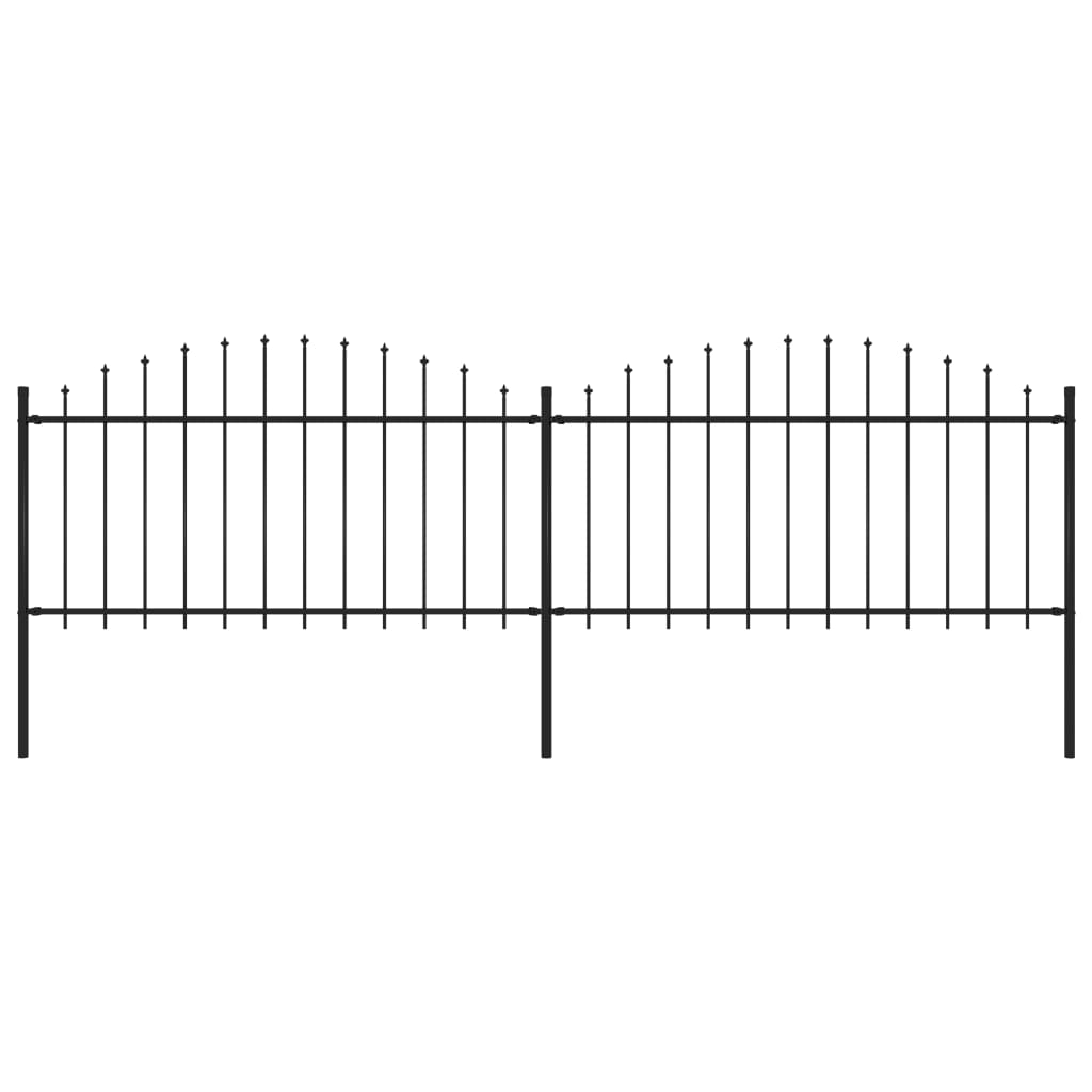 Vidaxl Garden Fence With Spears Top (1,25-1,5) x3,4 m stål svart