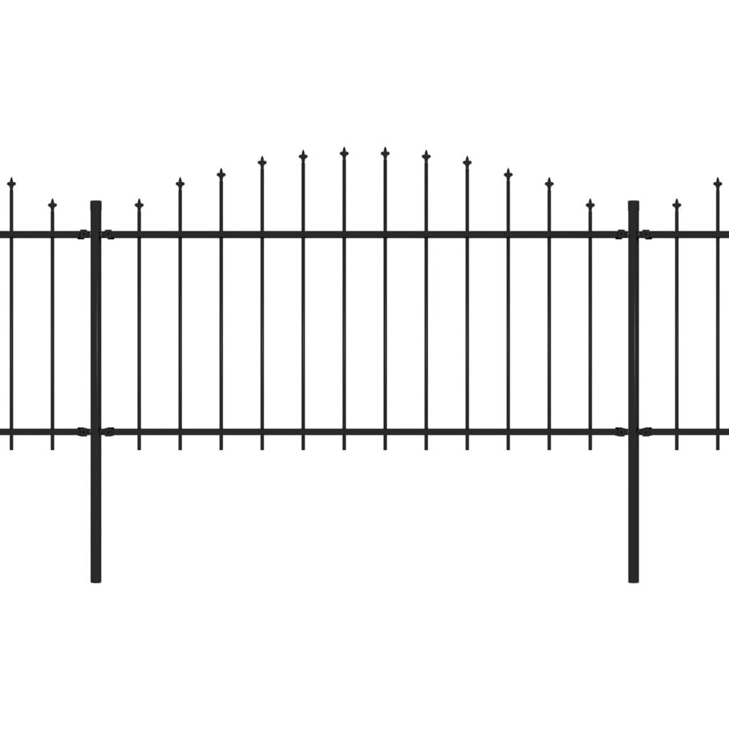 Vidaxl Garden Staket med Spears Top (1,25-1,5) x3,4 m stålsvart