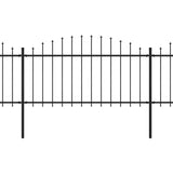 VidaXL Tuinhek met speren bovenkant (1,25-1,5)x3,4 m staal zwart