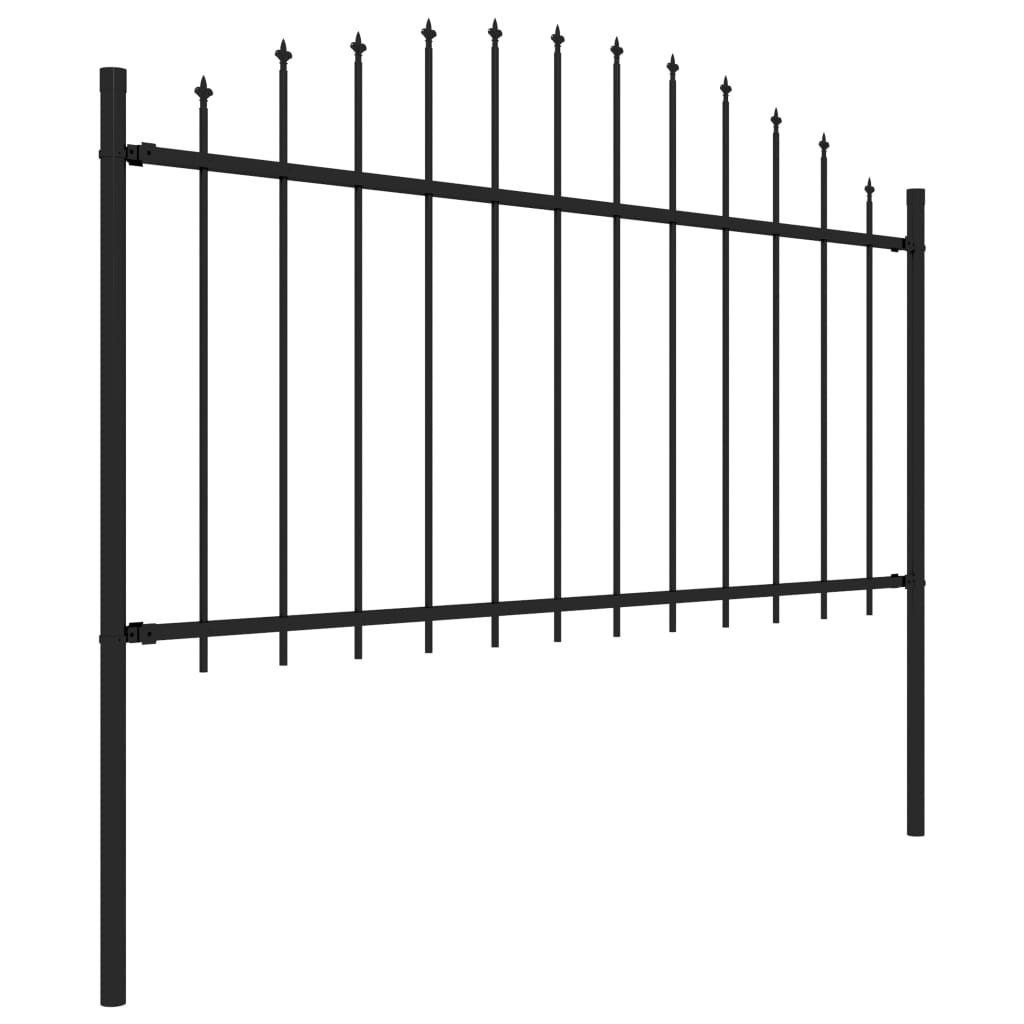 Vidaxl Garden Fence con Spears Top (1.25-1.5) x3,4 m in acciaio nero