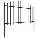 Vidaxl garden fence with spears top (1.25-1.5) x3.4 m steel black