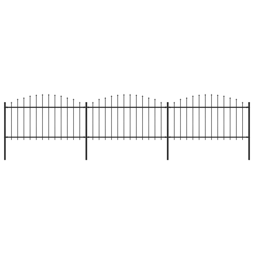 Vidaxl Garden Fence with Spears Top (1,25-1,5) x5,1 m en acier noir