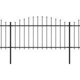 VidaXL Tuinhek met speren bovenkant (1,25-1,5)x5,1 m staal zwart