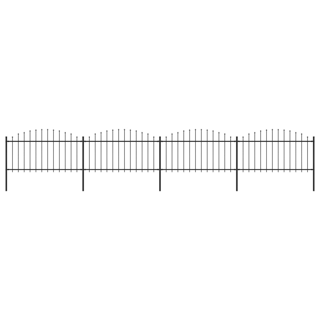 Vidaxl Garden Fence with Spears Top (1,25-1,5) x6,8 m en acier noir