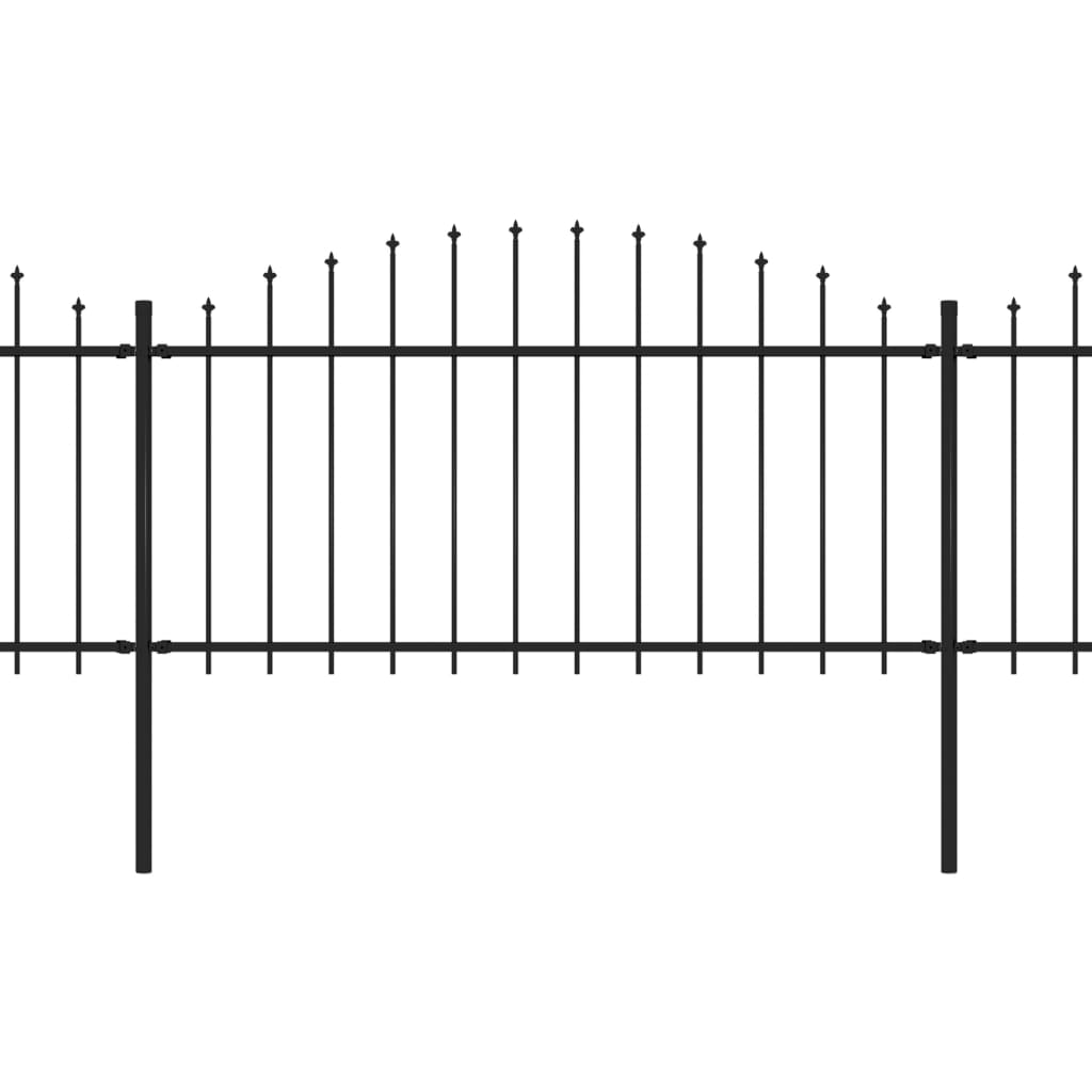 Vidaxl Garden Staket med Spears Top (1,25-1,5) x6,8 m stålsvart