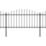 Vidaxl Garden Fence With Spears Top (1.25-1.5) x8.5 m de acero negro