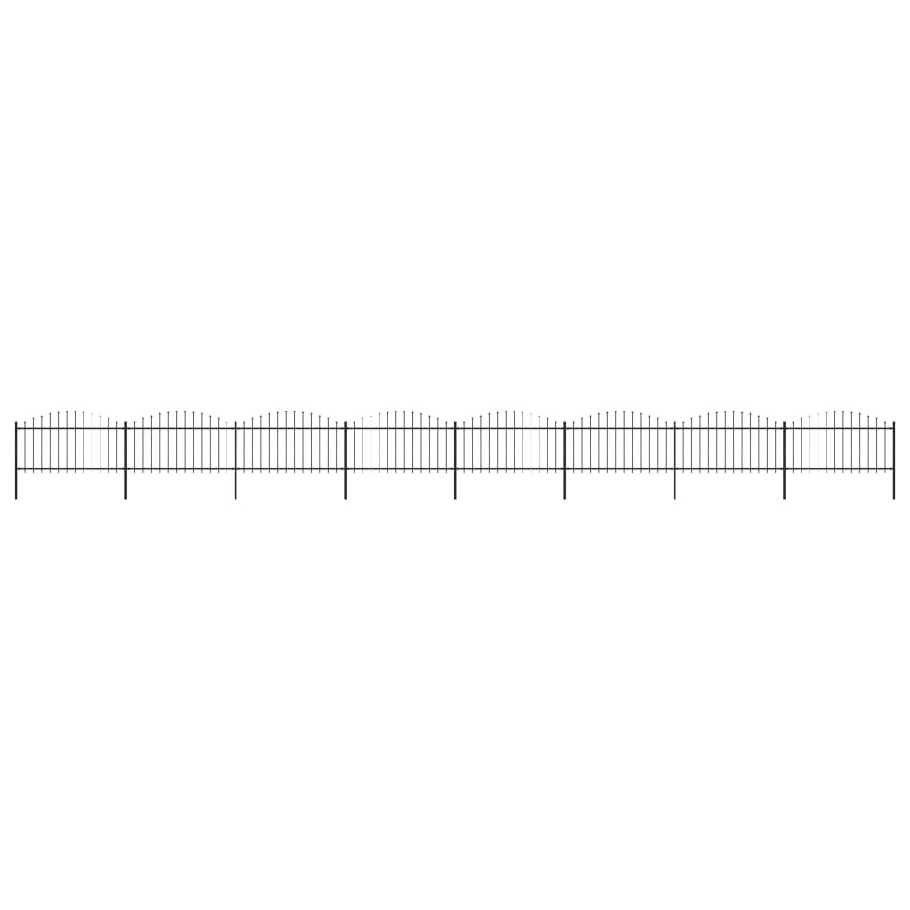 Vidaxl Garden Fence with Spears Top (1,25-1,5) x13,6 m en noir