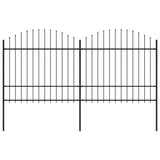 Vidaxl garden fence with spears top (1.5-1.75) x3.4 m steel black