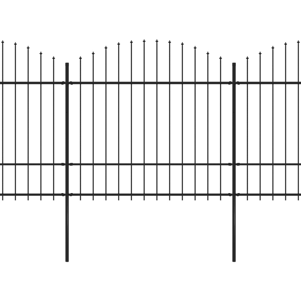 Vidaxl Garden Staket med Spears Top (1,5-1,75) x3,4 m stålsvart