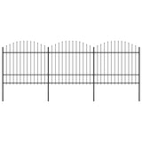 Vidaxl Garden Fence with Spears Top (1,5-1.75) x5,1 m en acier noir