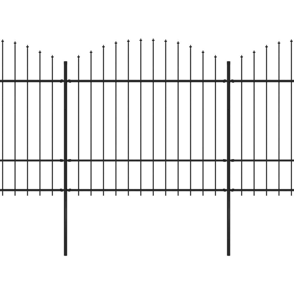 Vidaxl Garden Staket med Spears Top (1,5-1,75) x5,1 m stålsvart