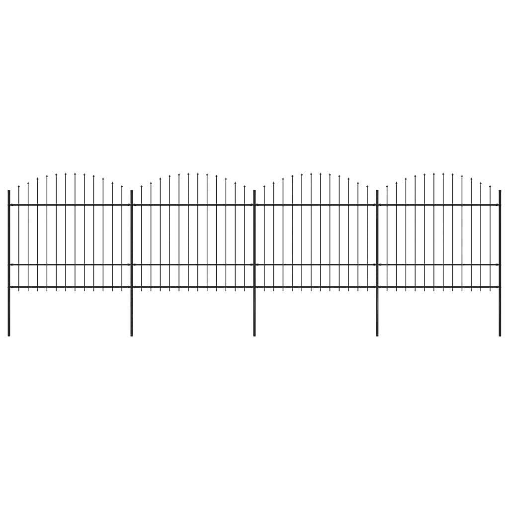 Vidaxl Garden Fence With Spears Top (1.5-1.75) x6.8 m de acero negro