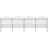 Vidaxl garden fence with spears top (1.5-1.75) x6.8 m steel black