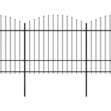 VidaXL Tuinhek met speren bovenkant (1,5-1,75)x6,8 m staal zwart