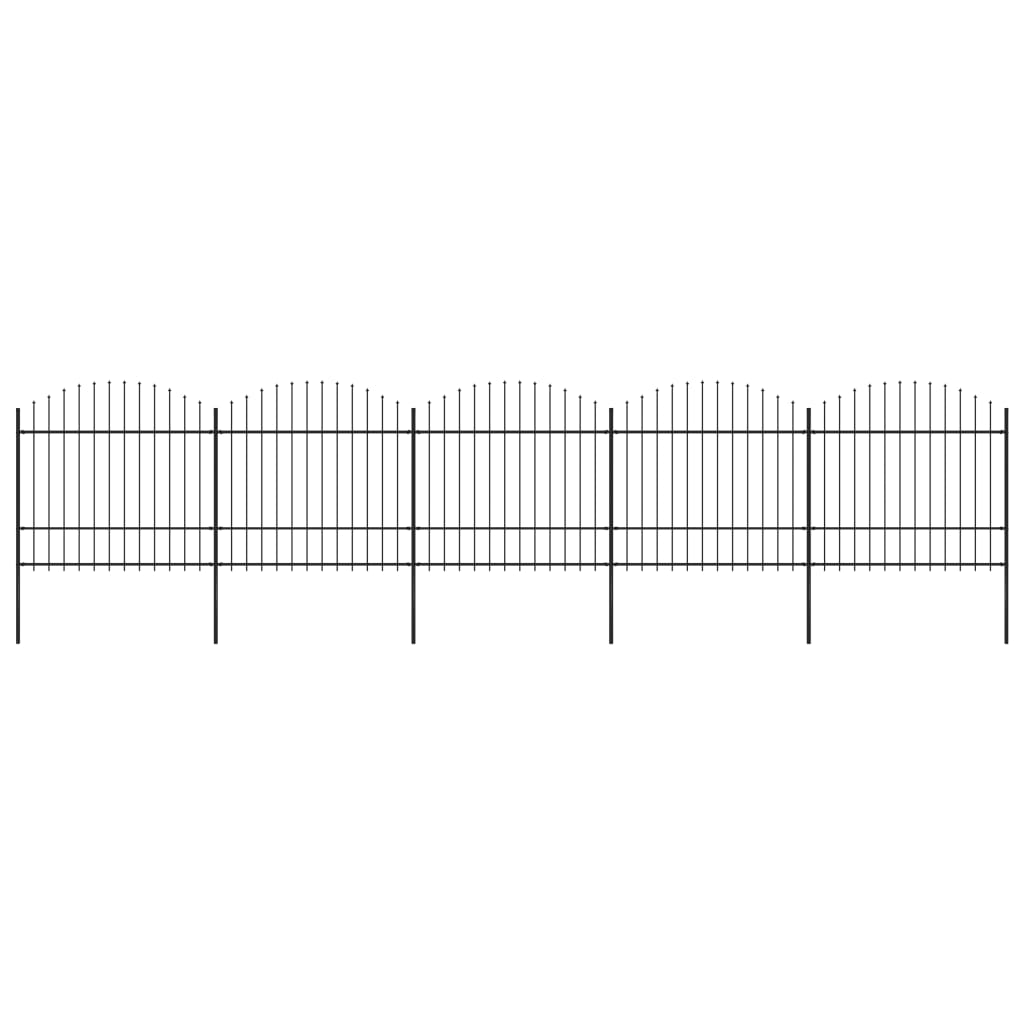 VidaXL Tuinhek met speren bovenkant (1,5-1,75)x8,5 m staal zwart