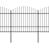 VidaXL Tuinhek met speren bovenkant (1,5-1,75)x10,2 m staal zwart