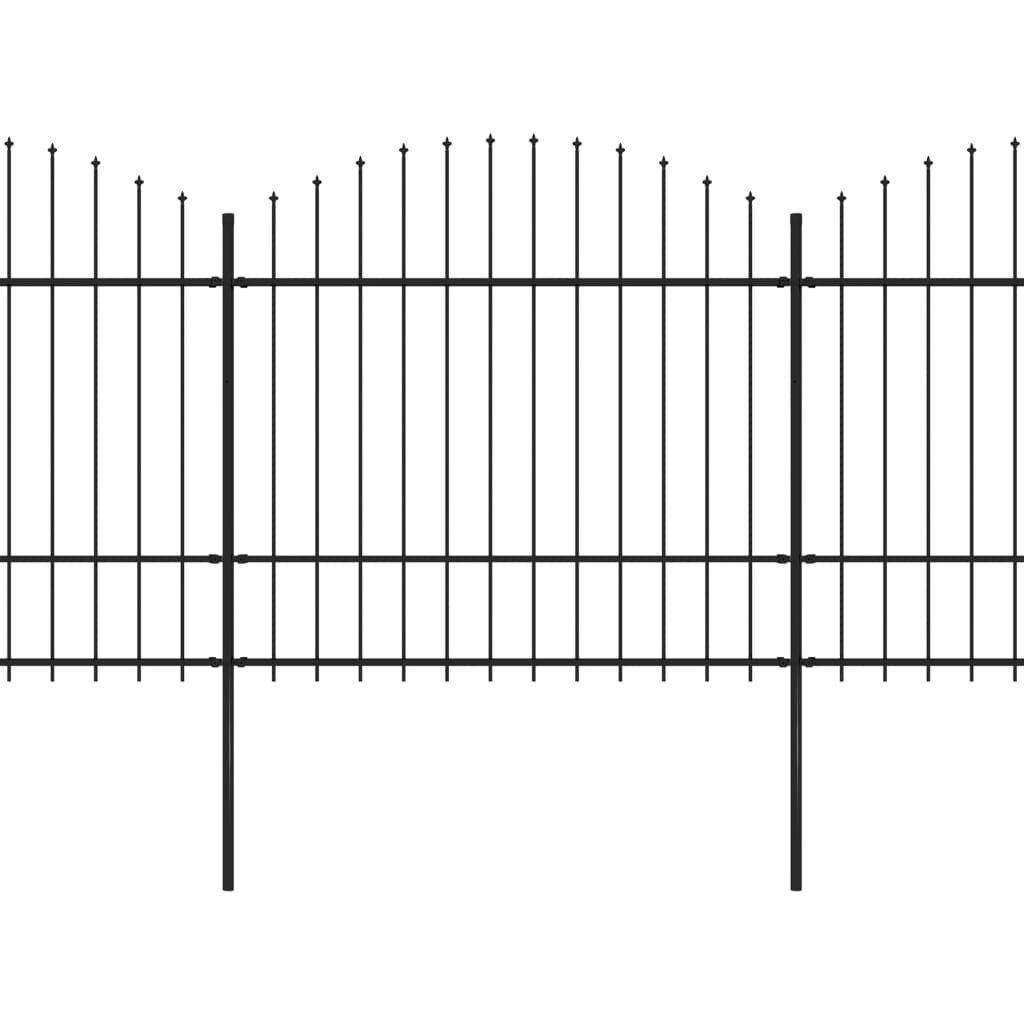 Vrtna ograja Vidaxl s Spears Top (1,5-1,75) x11.9 m jeklena črna