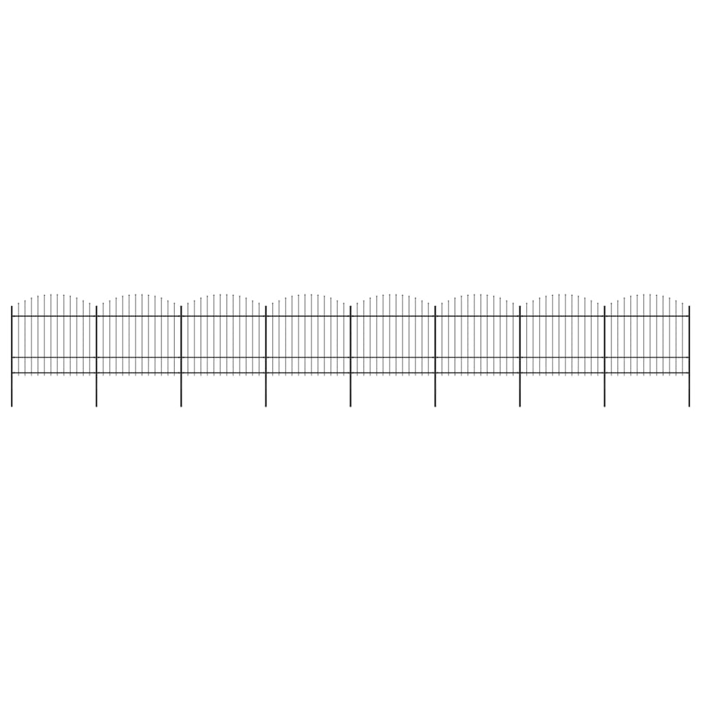 Vidaxl Garden Fence s vrcholem Spears (1,5-1,75) x13,6 m ocel černá