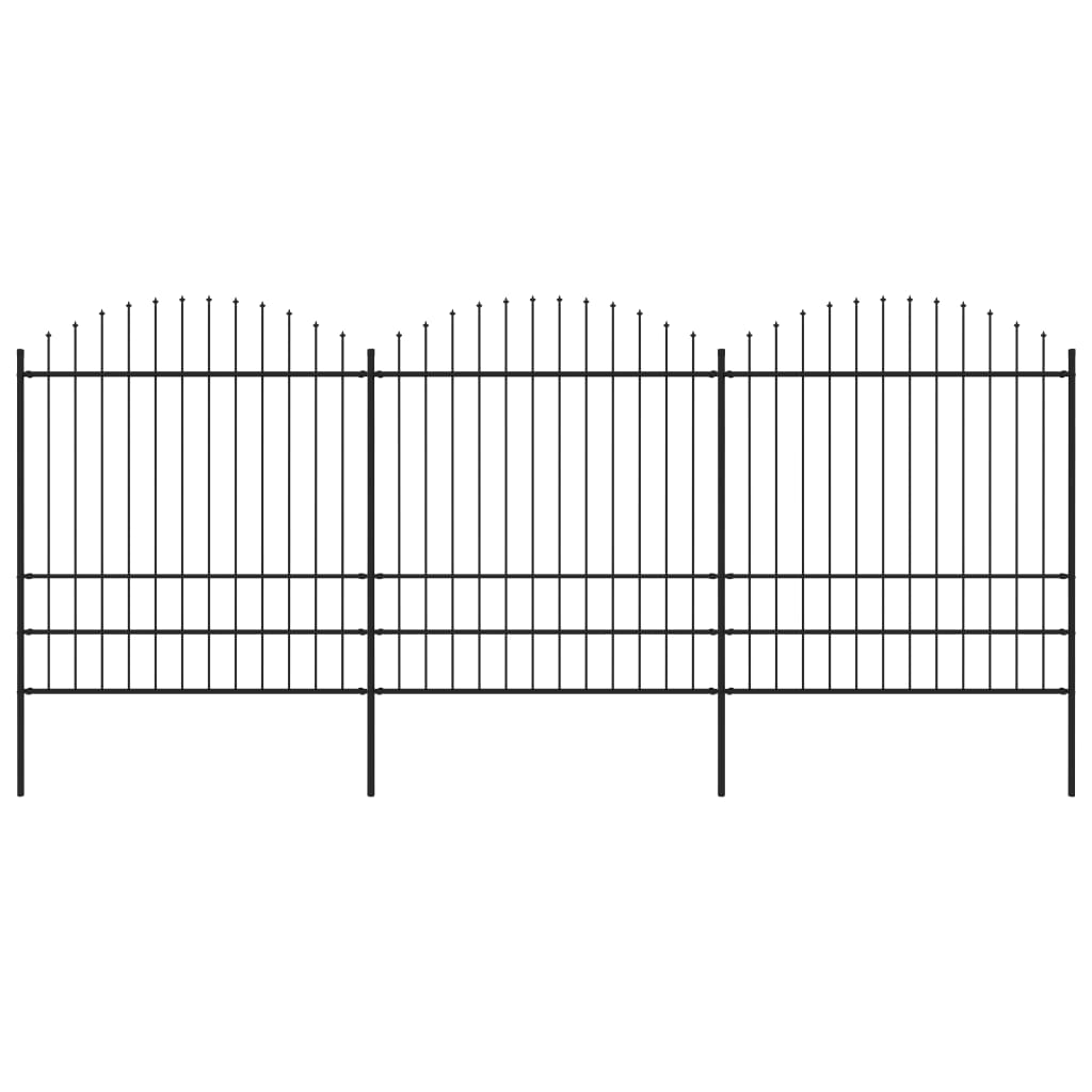 Vidaxl Garden Fence With Spears Top (1.75-2) X5.1 M de acero negro