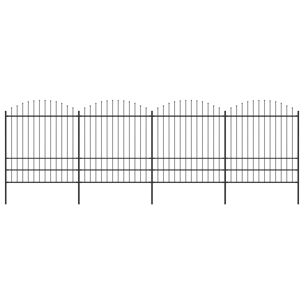 Vidaxl Gartenzaun mit Speerentop (1,75-2) x6,8 m Stahlschwarz