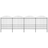 Vidaxl garden fence with spears top (1.75-2) x6.8 m steel black