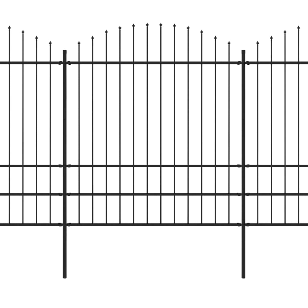 VidaXL Tuinhek met speren bovenkant (1,75-2)x6,8 m staal zwart