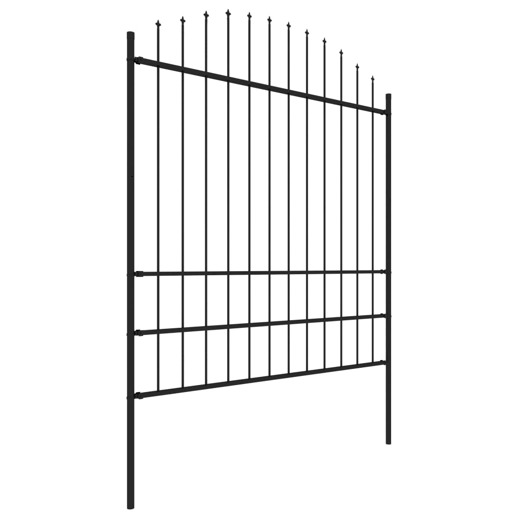 Vidaxl garden fence with spears top (1.75-2) x6.8 m steel black