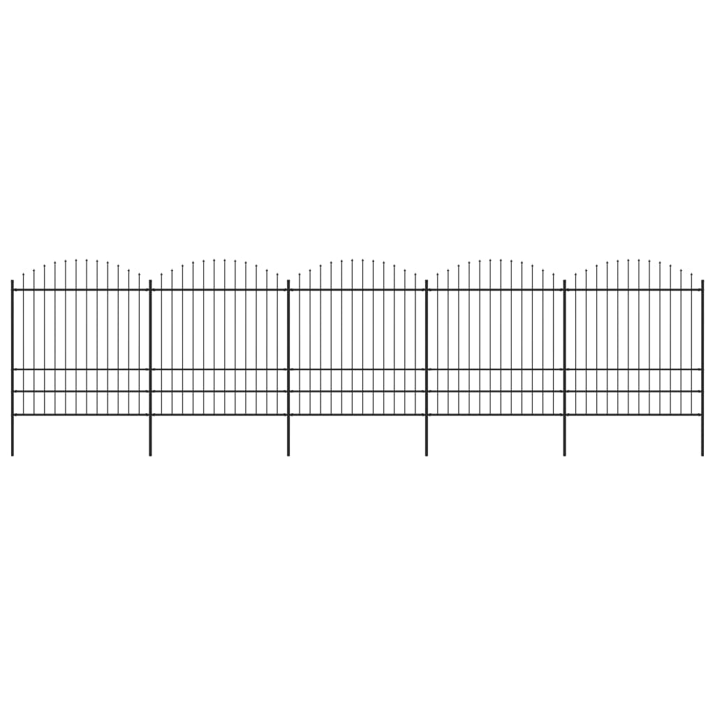 Vidaxl Havehegn med spyd top (1,75-2) x8,5 m stål sort