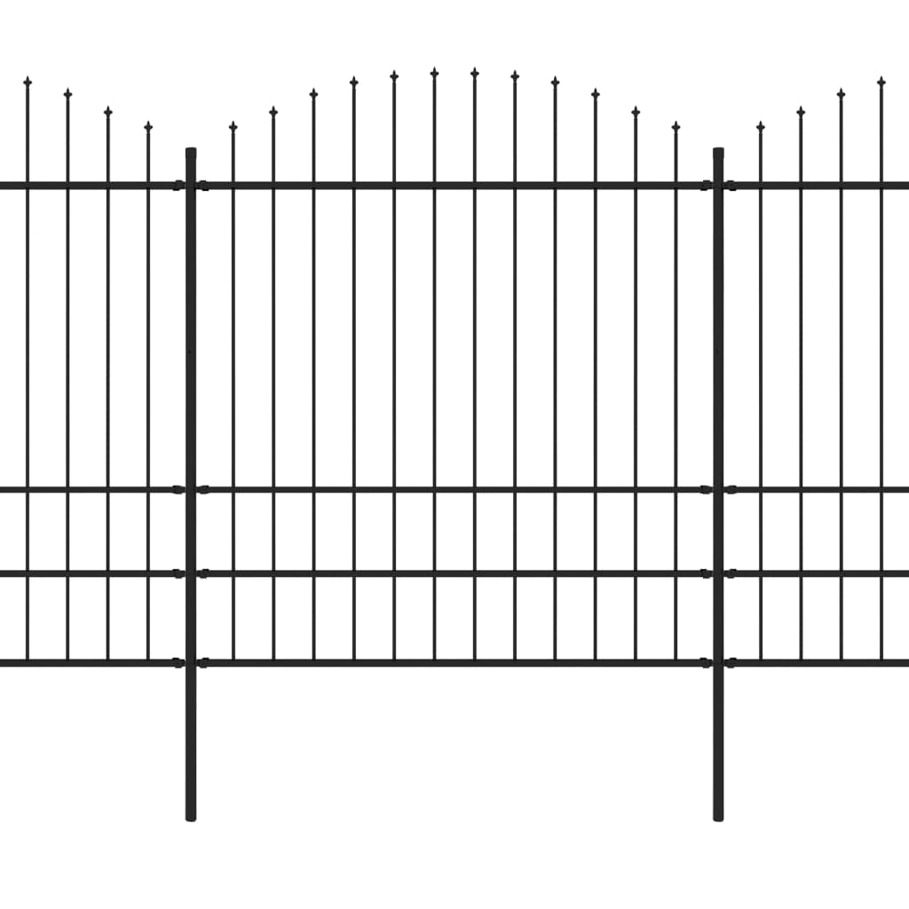 VidaXL Tuinhek met speren bovenkant (1,75-2)x8,5 m staal zwart