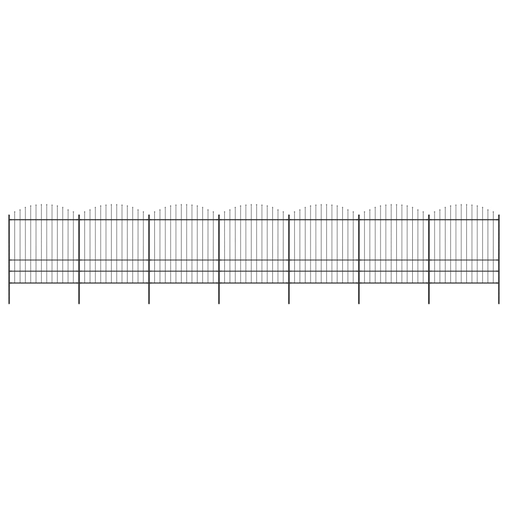 VidaXL Tuinhek met speren bovenkant (1,75-2)x11,9 m staal zwart