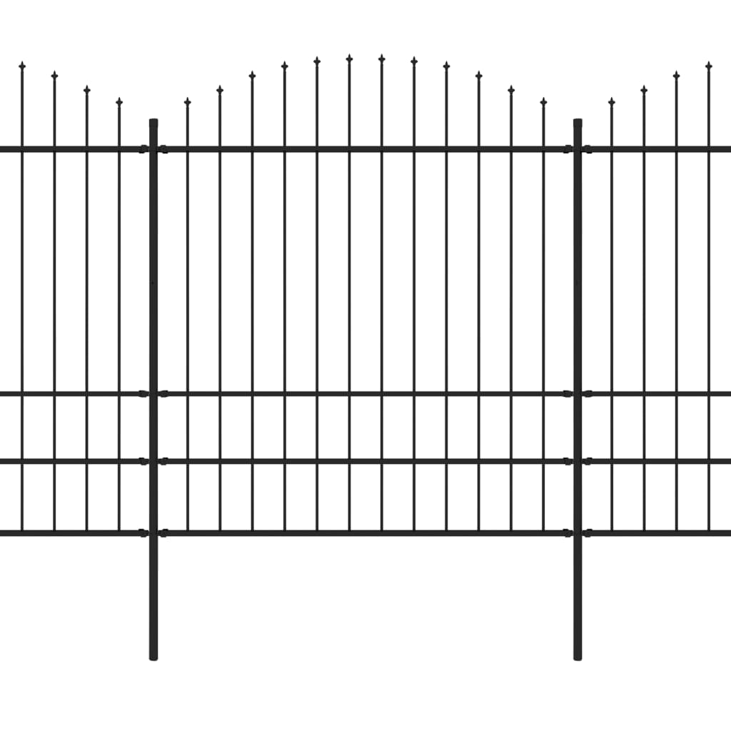 VidaXL Tuinhek met speren bovenkant (1,75-2)x11,9 m staal zwart