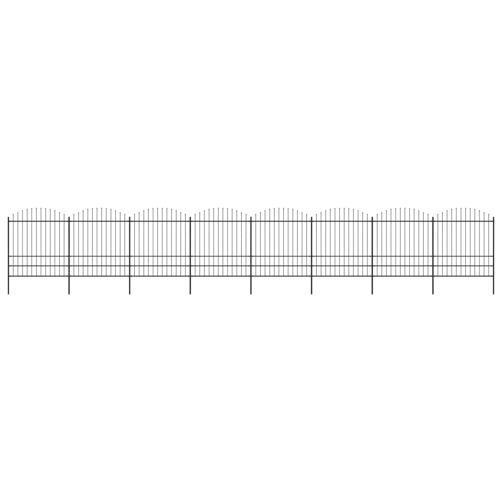 Vidaxl Garden Staket med Spears Top (1,75-2) x13,6 m stålsvart