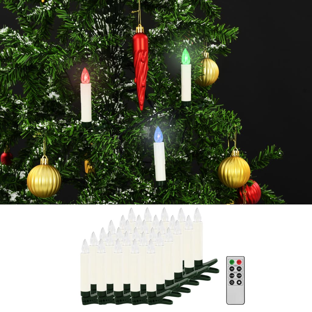 VidaXL LED candles Christmas Wireless With Remote Control 30 ST RGB