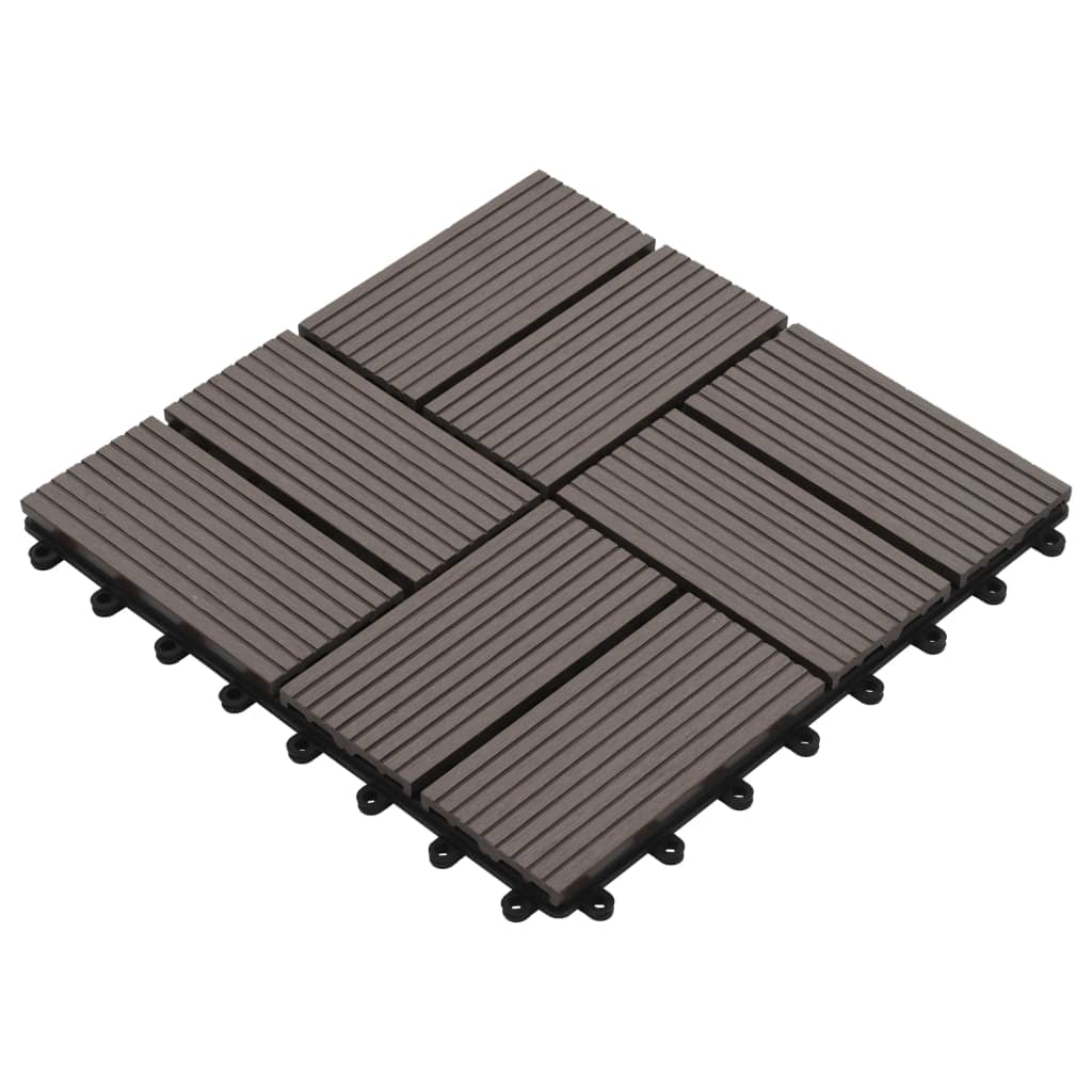 Vidaxl 22 st terrasse carreaux 30x30 cm 2 m² hkc brun foncé