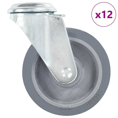 Vidaxl 12 st zwenkwielen met boutgaten 100 mm